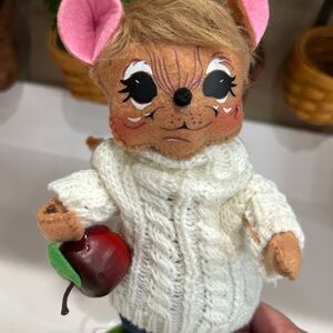 Annalee Festive Fall Mouse with Red Apple